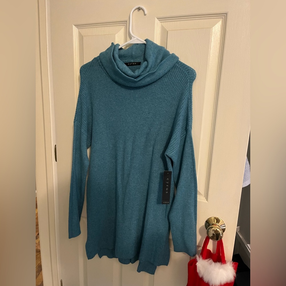 Teal blue turtleneck sweater NWT